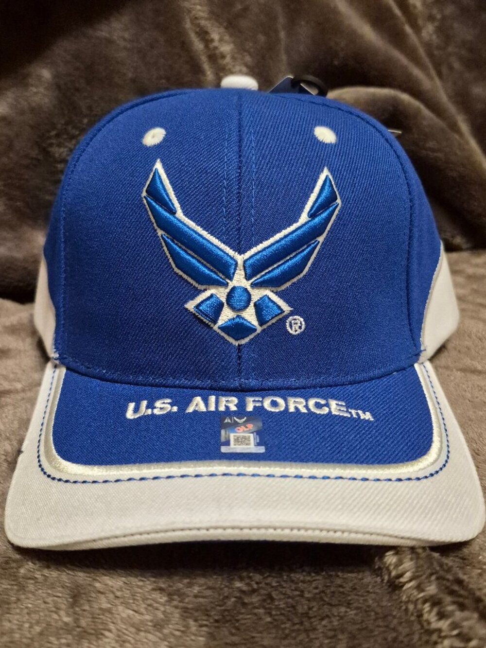 Top Level US Air Force Wings Hat Royal Blue Puff Embroidered Baseball Cap